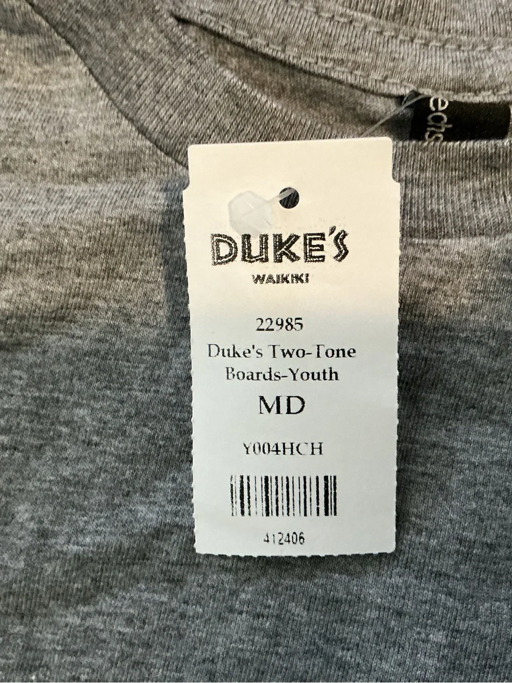 Duke’s Waikiki Youth Two-Tone Boards Gray Surf Graphic T-Shirt Size Medium NWT